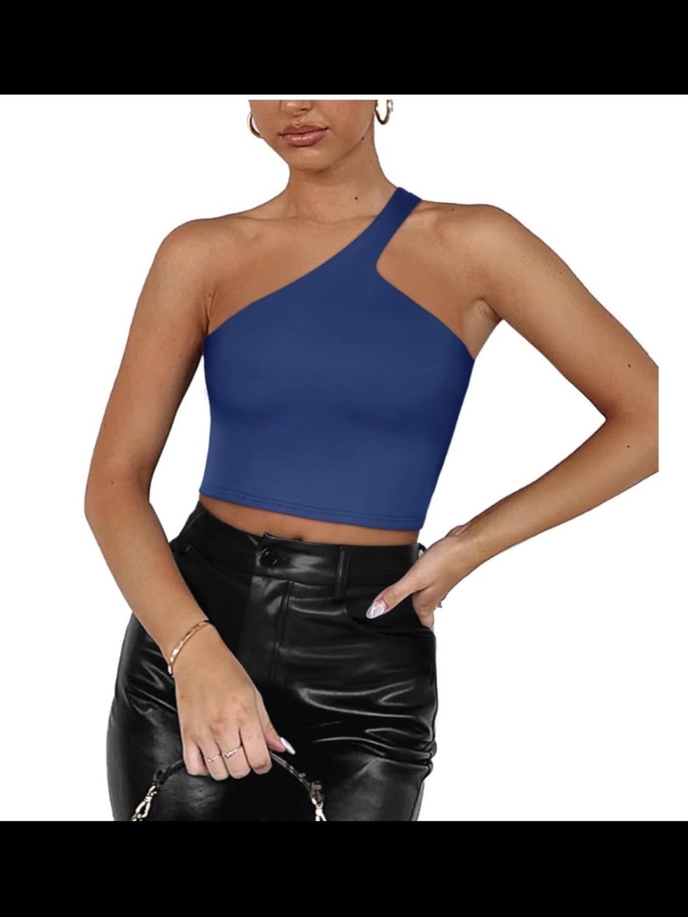 REORIA Women’s Trendy Sexy One Shoulder Double Lined crop top